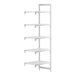 A white Cambro Camshelving® Premium add-on unit with 5 shelves.