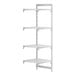 A white Cambro Camshelving Premium add on unit with four shelves.