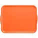 An orange rectangular Cambro fiberglass tray with handles.