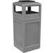 A gray rectangular Commercial Zone PolyTec waste container with an ashtray dome lid.