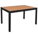 A black aluminum rectangular table with a synthetic teak top.