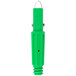 A green plastic mop holder with a metal cone adapter.