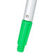 A close-up of a green and silver Unger SmartColor mop handle.