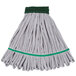 An Unger SmartColor microfiber mop with a green band and green handle.