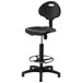 A black National Public Seating Kangaroo swivel stool with a metal base.