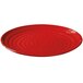 A red plate with ripples.