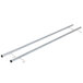 A white metal dolly with two long metal rods and hooks.