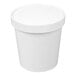 A plain white paper double-wall food cup with a matching paper lid.