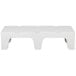 A white plastic shelf with a hole.