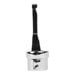 A chrome plated T&S wrist action handle with a black grip.