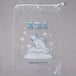 A clear plastic ice bag with a polar bear logo.
