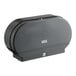 A black rectangular Lavex Double Roll Jumbo Toilet Tissue Dispenser with a lid.