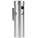 A stainless steel Aarco wall mounted cigarette and ash receptacle.