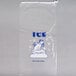 A clear plastic bag with a polar bear graphic and the word "ice" on it.