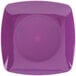 A purple square Fineline dessert plate.
