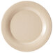 A white plate with speckled edges.