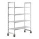 A white Cambro Camshelving Premium mobile shelving unit with vented shelves.