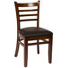 BFM Seating LWC101WABLV Burlington Walnut Colored Beechwood Side Chair with 2 inch Black Vinyl Seat