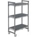 A grey metal Camshelving Elements drying rack cart with wheels.