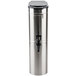 A Grindmaster stainless steel iced tea dispenser with a black valve and lid.