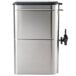 A Grindmaster stainless steel iced tea dispenser with black valve.