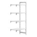 A white Cambro Camshelving® Premium add on unit with four shelves.