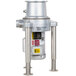 A close-up of a silver Hobart commercial garbage disposer with metal legs.