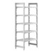 A white Cambro Camshelving® Premium unit with 5 vented shelves.