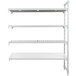 A white Camshelving® Premium stationary add-on unit with 3 vented shelves and 1 solid shelf.