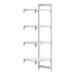 A white Cambro Camshelving® add-on unit with 3 vented shelves and 1 solid shelf.