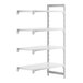 A white rectangular Cambro Camshelving Premium add on unit with four shelves.