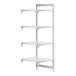 A white Cambro Camshelving® Premium add on unit with four shelves.