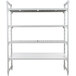 A white metal Cambro Camshelving® Premium stationary unit with vented and solid shelves.