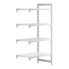 A white Camshelving® Premium stationary add-on unit with shelves.