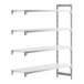 A white rectangular Camshelving® Premium add on unit with four shelves.