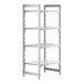 A white plastic Cambro Camshelving® unit with 3 vented shelves and 1 solid shelf.