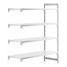 A white Camshelving® Premium add on unit with four shelves.