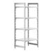 A white Cambro Camshelving Premium stationary unit with four shelves.