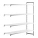 A white rectangular Cambro Camshelving® Premium Add On Unit with 3 shelves.