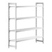 A white rectangular Camshelving unit with three vented shelves and one solid shelf.