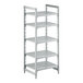 A white plastic Cambro Premium shelving unit with vented shelves.