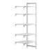 A white Cambro Camshelving Premium add on unit with 4 shelves.