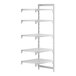 A white Cambro Camshelving® Premium add on unit with 4 shelves.