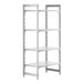 A white Cambro Camshelving Premium stationary unit with four shelves.