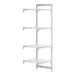A white Cambro Camshelving® Premium add on unit with four shelves.