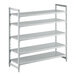 A white metal Cambro shelving unit with 5 vented shelves.