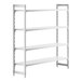 A white rectangular Cambro Camshelving Premium stationary starter unit with four shelves.