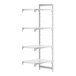A white Cambro Camshelving® Premium add on unit with four shelves.