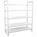 A white metal Cambro Camshelving® Premium stationary unit with four shelves.