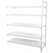 A white Cambro Camshelving® Premium add on unit with 5 shelves.